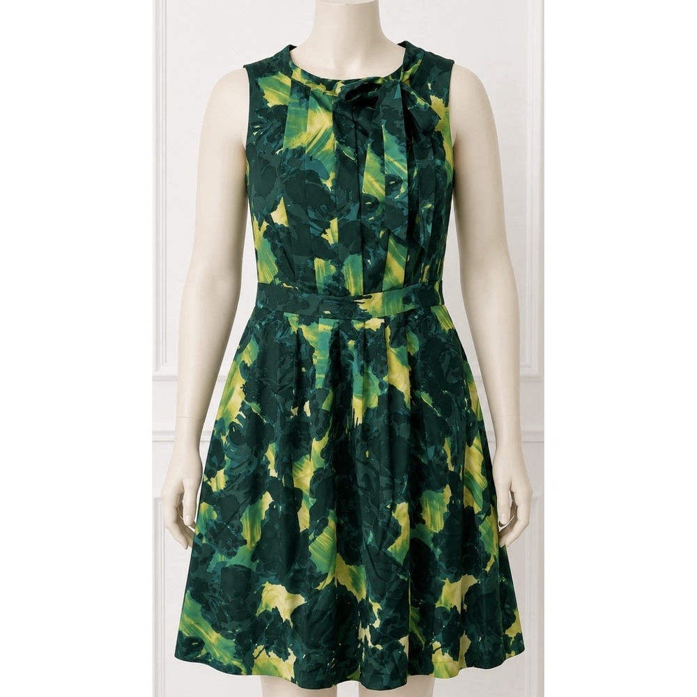 MERONA Women's Sleeveless Pleated Side Zip Dress Green Teal Size 4 BEAUTIFUL